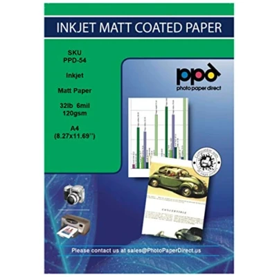 Imagen de PPD Inkjet A4 x 100 Hojas de Papel Mate Calidad Fotográfica 120 g/m² Secado Instantáneo Para Todas Impresoras Inyección Tinta 54