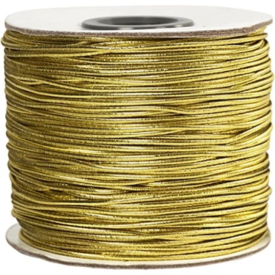 Imagen de 41047 Create Craft Cordón elástico (1 mm, 100 m), color dorado