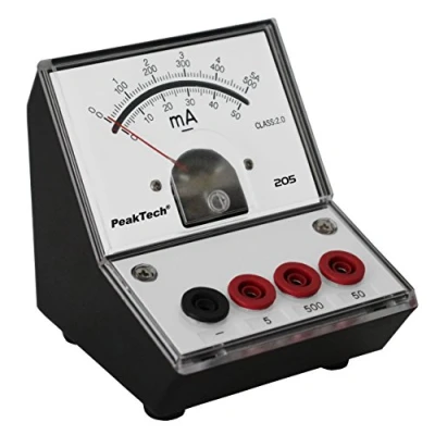 Imagen de PeakTech P 205 04 corriente Medidor/amperímetro analógico/Medidor con espejo Escala 0... 50 mA/500 mA/5 A DC