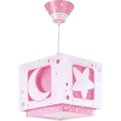 Imagen de Dalber Moon Light Lámpara de Techo Infantil Luna y Estrellas MoonLight Rosa, 60 W