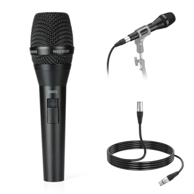 Imagen de NEEWER DM01 Micrófono dinámico cardioide con cable XLR para cantar podcast, juegos de PC, juegos, estudio, voz, actuaciones en vivo, 600Ω +/ 30% impedancia, rango frecuencia 100 Hz 10 KHz