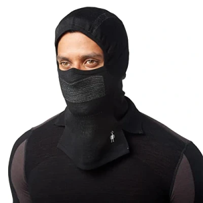 Imagen de Smartwool Thermal Balaclava Pasamontañas Térmico Merino Intraknit, Black/White, Talla única Unisex Adulto
