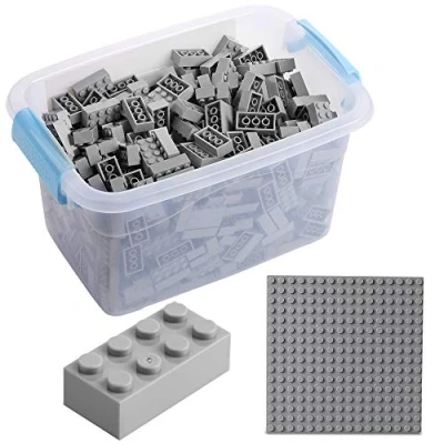 Imagen de Bloques de construcción 520 Piezas, compatibles con Todos los demás Fabricantes Incluyendo la Caja y Placa Base, Gris Claro