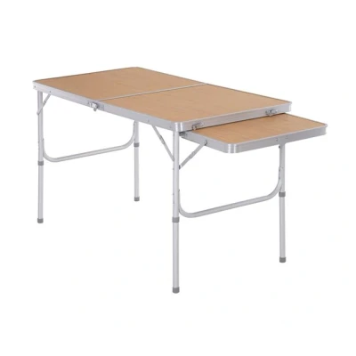 Imagen de Outsunny Mesa Plegable de Camping Portátil con ala Abatible Picnic Estructura Ligera Aluminio Carga 30kg Altura Ajustable 153x60x40/70 cm