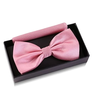Imagen de Massi Morino Pajarita rosa antiguo con pañuelo para caballero Set de traje boda ajustable en