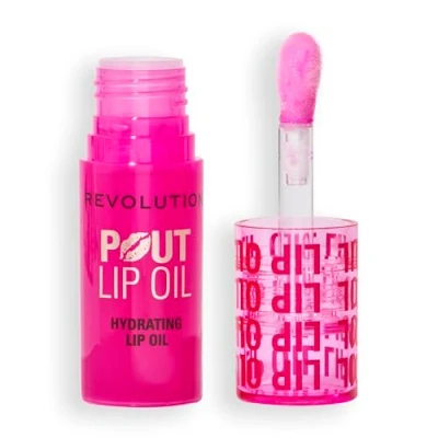Imagen de Revolution, Aceite Labial Nutritivo Pout, de Labios con Color, Brillo Intenso, Acabado No Pegajoso, Vegano y Libre Crueldad Animal, Raspberry Pink, 4ml