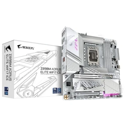 Imagen de GIGABYTE Placa Base Z890M AORUS Elite WIFI7 Ice Compatible con procesadores Intel Core Ultra (Serie 2), 12+1+2 Fases VRM, hasta 8800MHz DDR5 (OC), 1xPCIe 5.0 + 2xPCIe 4.0, Wi Fi 7, Thunderbolt 4