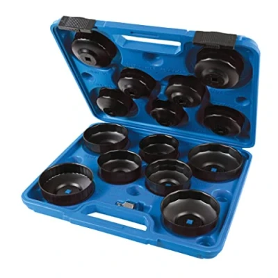 Imagen de Silverline Tools 952159 Juego de Llaves para Extraer Filtros Aceite, Negro, 65 93 mm, Set 15 Piezas
