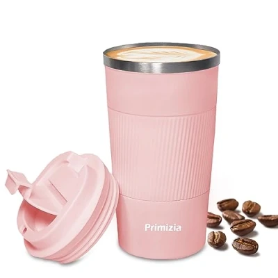 Imagen de Primizia Taza de café,Taza Termica Acero Inoxidable 510ML, Sin BPA,Vaso Termico Fugas para Frío y Calor,Rosa