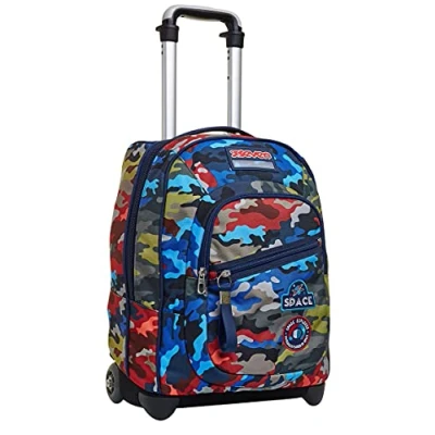 Imagen de Seven Trolley Mochila, CAMO STAINS, Bolsa con Ruedas para Libros, 2 en 1, Mochila+Trolley, adolescentes, niñas y niños, la escuela, el deporte, tiempo libre, funda portátil, Rosado