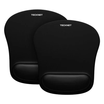 Imagen de TECKNET 2 Packs Alfombrilla Ratón con Reposamuñecas, Gaming Mouse Pad Ergonómica Apoyo, Espuma Viscoelástica, Tacto Agradable &amp; Impermeable, Alfombra Raton Cojín, Base de Goma no Deslizante