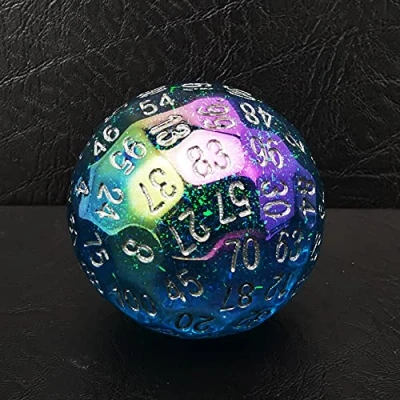 Imagen de Bescon Dazzling Blue 100 Sided Dice, Polyhedral Solid Sides Dice 45MM in Diameter (1.8inch), Game D100
