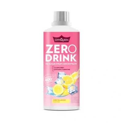 Imagen de GymQueen Zero Drink Té helado de Limón 1000 ml, bebida concentrada 1:80, enriquecida con vitaminas B para tu metabolismo y L carnitina, jarabe pocas calorías