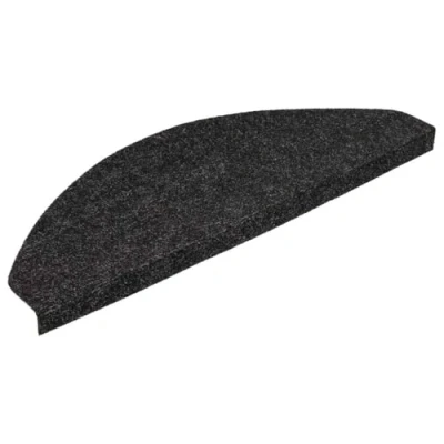 Imagen de vidaXL Alfombrilla Autoadhesiva de Escalera 15 uds, Alfombra Antideslizante Escalera, Protector Peldaño, Tela Negro 56x17x3 cm