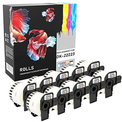 Imagen de 10 Compatibles Rollos DK 22223 50mm x 30.48m Etiquetas continuas para Brother P Touch QL 500 550 560 570 580N 700 720NW 800 810W 820NWB 1050 1060N 1100 1110NWB