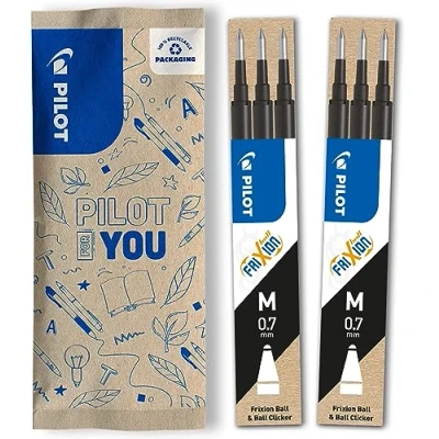 Imagen de PILOT FriXion 0.7 recambio de para bolígrafo (6 unidades), color negro Punta Media