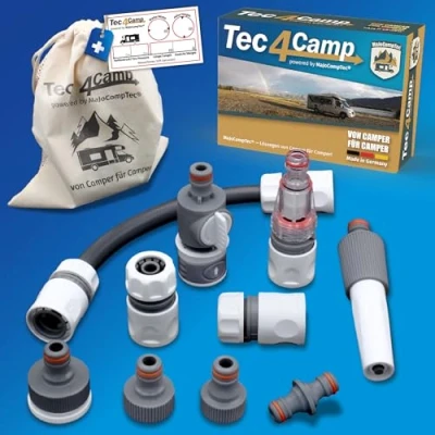 Imagen de MaJoCompTec® CONNECT 30 Juego de depósito agua para autocaravana, boquilla llenado combustible (juego conexión con filtro, sin adaptador agua)