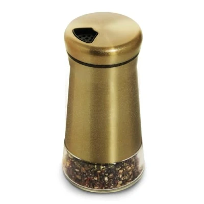 Imagen de bonris Salero y Pimentero de Cobre con Base Vidrio, Saleros Pimenteros Orificios Ajustables (1 Paquete)