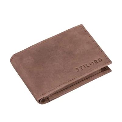 Imagen de STILORD &#039;Lincoln&#039; Monedero Mini Billetera Cuero RFID NFC Protección Slim Wallet para Hombres y con Mondero Piel, Color:Austin marrón