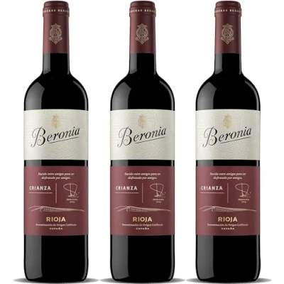 Imagen de Beronia Crianza Vino Tinto D.O.Ca. Rioja 3 botellas de 750 ml Total: 2250 ml, el embalaje puede variar