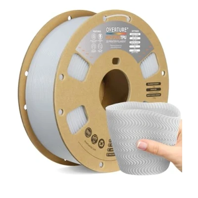 Imagen de OVERTURE High Speed TPU Filamento de 1.75 mm, Rollo Flexible 95A, Para Impresora 3D, Precisión Dimensional +/ 0.02 mm(HS Blanco)
