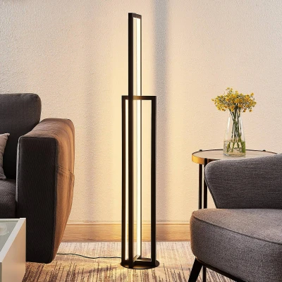 Imagen de LED lámpara de pie &#039;Hylda&#039; (Moderno) en Negro hecho Aluminio e.o. para Salón &amp; Comedor (2 llamas,) Lucande
