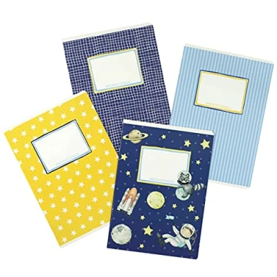 Imagen de Papierdrachen 4 cuadernos para niños DIN A5 rayado y cuadriculado 32 páginas motivo astronauta empezar la escuela los alumnos de primaria set número 5 16 hojas