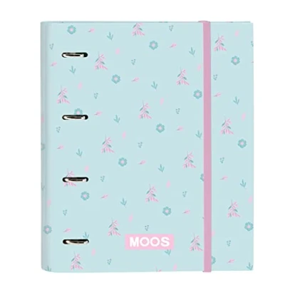 Imagen de MOOS Carpeta 4 Anillas de 35 cm con 100 Hojas A4, Ideal para Niños Diferentes Edades, Cómoda y Versátil, Calidad Resistencia, 27x3.5x32 cm, Color Azul turquesa
