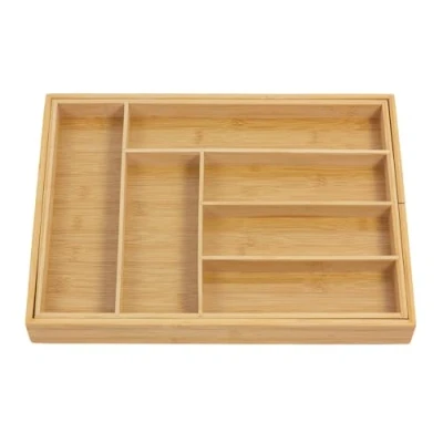 Imagen de GreenBlue GB379 Organizador de Bambú para Cubiertos, Bandeja Extensible, 7 Compartimientos Básicos y 2 Extraibles Utansilios Cocina, Organización Cajón Cubertería, Dim.: 32,5 50x43x45cm