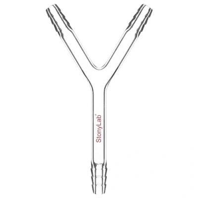 Imagen de stonylab Adaptador de Conexión Vidrio, Conector Vidrio Borosilicato Tubo 3 Vías en Forma Y 8 mm O.D. para Suministro Lab Control Flujo Aire Laboratorio