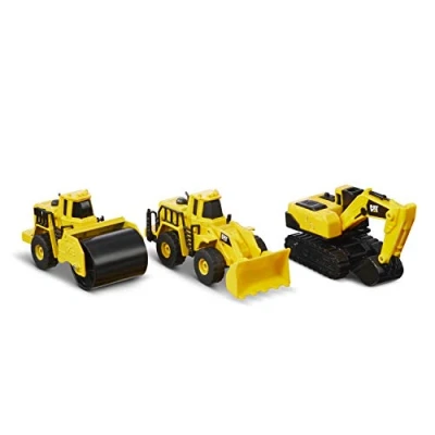 Imagen de CatToysOfficial Pack de 3 Vehículos Construcción Juguete Metal Fundido Apisonadora, Pala Cargadora, Excavadora CAT Toy Regalos y Juguetes para Niños Años o Más