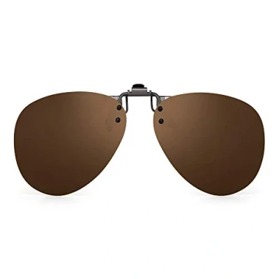 Imagen de JM Polarizadas Clip en Gafas de Sol Sin Marco Flip up Lente Estilo Para Graduadas Marrón
