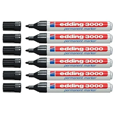 Imagen de edding 3000 rotuladores permanentes, 1,5 3 mm, recargables (6 unidades, negro)
