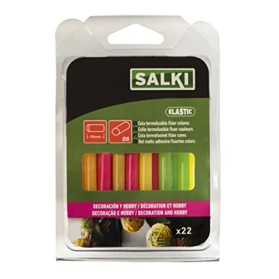 Imagen de SALKI Barras de Cola Termofusible para Decoración y Hobby Silicona Caliente 22 Unidades 8x95mm 3 Colores Fluor