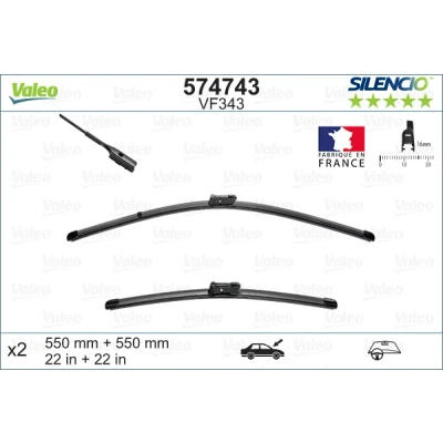 Imagen de Limpiaparabrisas Valeo Silencio X.trm 574743 delante Sin marco sujeción por perno VOLKSWAGEN: Beetle Cabrio