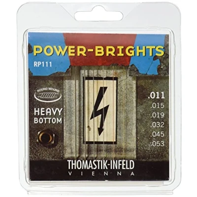 Imagen de Thomastik Cuerdas para Guitarra Eléctrica Power Brights Series Heavy Bottom juego RP111 Medium .011 .053w