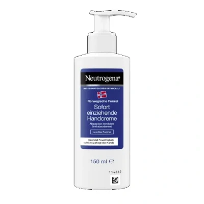 Imagen de Neutrogena Fórmula noruega, crema de manos absorción inmediata (150 ml), hidratante ligera y no grasa que hidrata, protege cuida, para suaves flexibles.