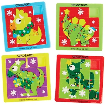 Imagen de Baker Ross FX366 Mini Puzzle de Dinosaurios y Navidad Paquete 6, para Niños