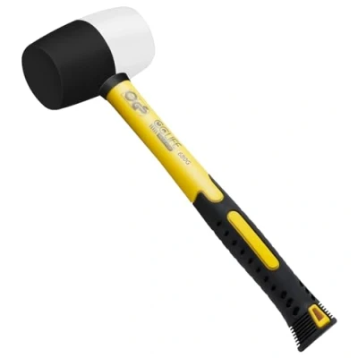 Imagen de CCLIFE Martillo de Goma Mazo Doble Cara Certificado por TÜV y GS Para Suelos Azulejos Superficie Blanda 24oz 680g Negro Blanco