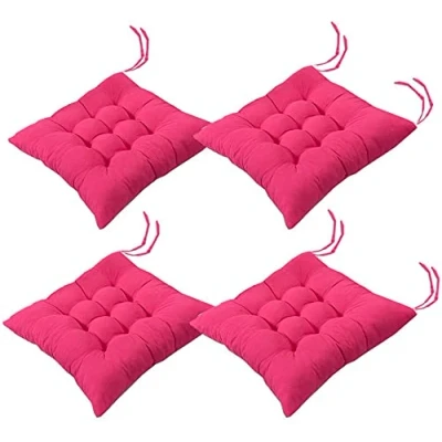 Imagen de BRIXBEE 4 Almohadillas Suaves para Silla, Asiento de Silla con Lazos, Cojines sillas Comedor, jardín, Patio, Cocina, Comedor (Rosa Oscuro, 40 x cm)