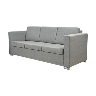 Imagen de vidaXL Sofá de 3 Plazas Cojines Madera Tapicería Tela Gris Claro Sillón Salón