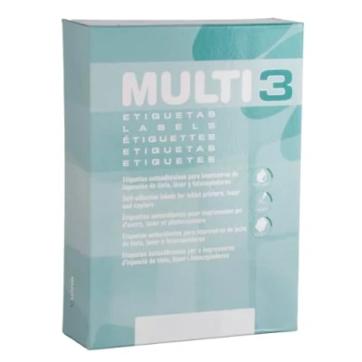 Imagen de MULTI 3 10518 Etiquetas adhesivas para impresión, inkjet laser y fotocopiadoras Medida 70 x 37 mm, pack de 500 hojas