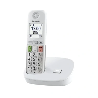 Imagen de Panasonic KX TGU410EXW Teléfono Digital inalámbrico con contestador, Unidad básica y 1 Combinado, Pantalla LCD, Llamadas favoritas, Linterna, Compatible audífonos, Color Blanco Plateado