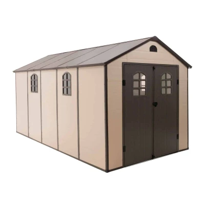 Imagen de Gardiun Caseta de Resina Alessia E 11 m² 241x456x238 cm con Suelo y Ventanas Beige