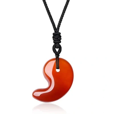 Imagen de COAI Collar Ajustable con Colgante Magatama de Ágata Roja Piedra Natural para Hombre y Mujer