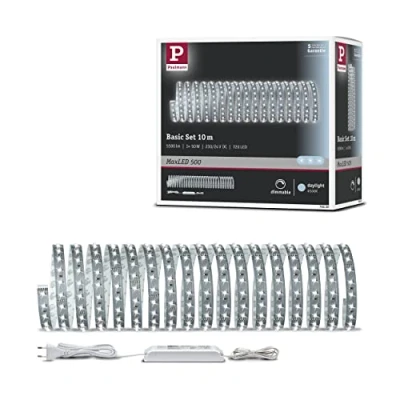 Imagen de Paulmann 70830 Strip LED MaxLED 500 juego básico incl. tira de luz 1x48,5 W, regulable, plateado, cinta luz, plástico, 6500 K