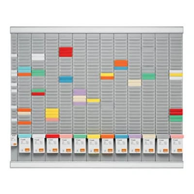Imagen de Nobo Kit Planificador Anual de Pared para Tarjetas T, 12 Columnas y 32 Ranuras Tamaño 2, Incluye T Columna Índice, 32938864