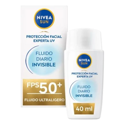 Imagen de NIVEA SUN Fluido Diario Invisible Protector solar facial FPS 50+ (1 x 40 ml), crema ultra ligera con efecto mate, protección enriquecida antioxidantes