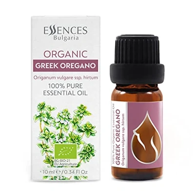 Imagen de Essences Bulgaria Aceite Esencial de Orégano Griego Orgánico 10ml Origanum Vulgare ssp. Hirtum 100% Puro y Natural Sin diluir Grado Terapéutico Granja Familiar Destilado al vapor OMG