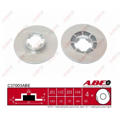 Imagen de ABE C37003ABE Disco de freno Eje delantero 242 18 4 ventilado Fundición gris AUDI: A4 B6/B7 Cabrio